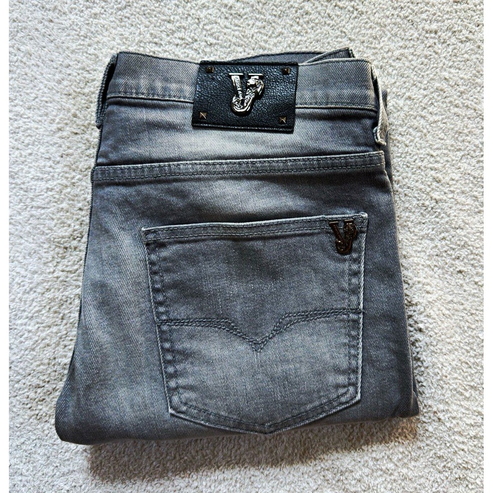 Versace Jeans Couture V-Emblem Slim Fit Jeans Gray Size 34